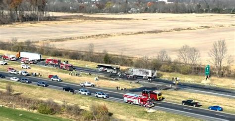 Three teens among six dead in crash involving bus and semi on I-70